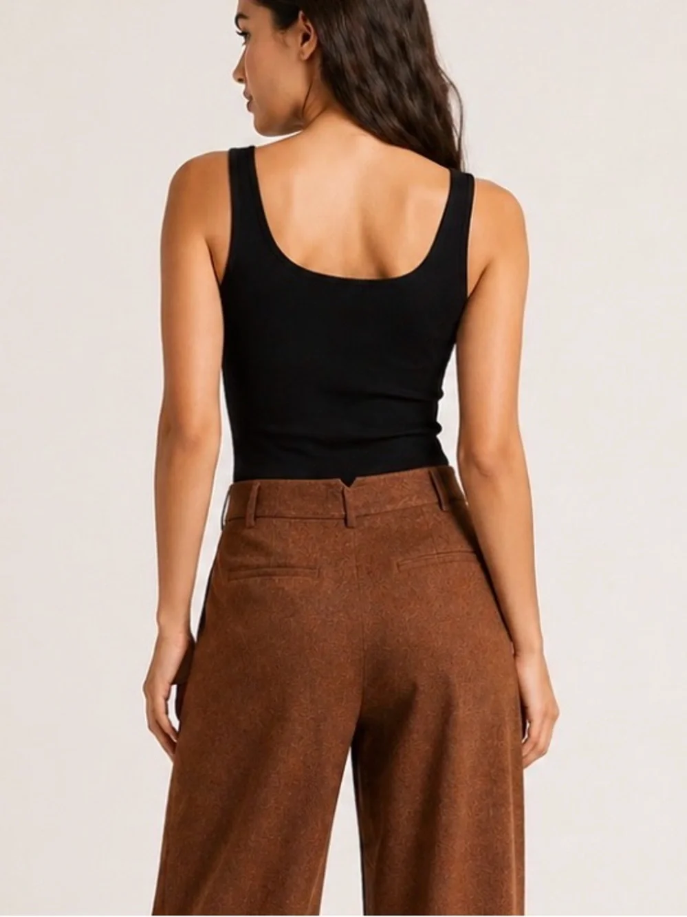 Frank & Oak Gertrude Brown Wool-Blend Wide Leg Tailored Pants Size 4 - Picture 4 of 8